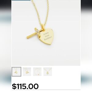 Gold Heart and Cross Pendant Necklace - Elegant Religious Jewelry